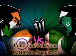 India and Pakistan battle on August 28