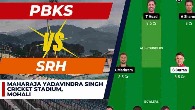 IPL 2024, Match No.23 | PBKS vs SRH Dream11 Prediction, Best Dream11 Team, Head To Head Records, Pitch Report