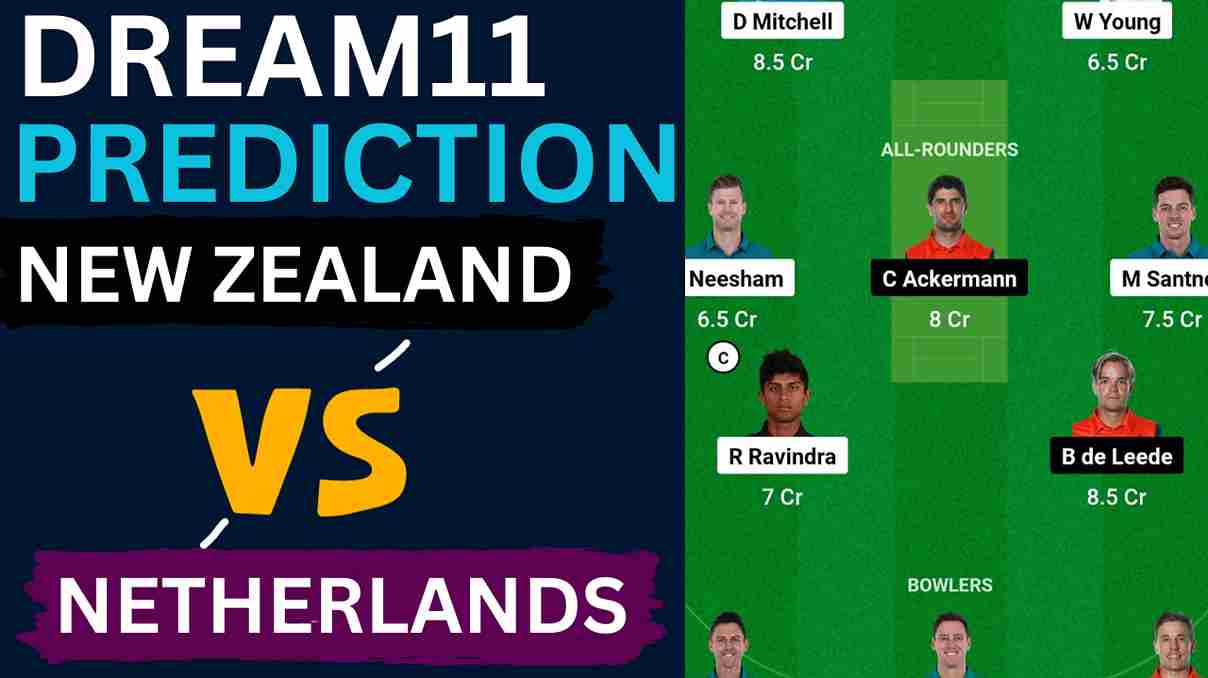 NZ vs NED Dream11 Prediction ODI World Cup 2023 | New Zealand vs Netherlands Dream11 Team, Rajiv Gandhi International Cricket Stadium Pitch Report