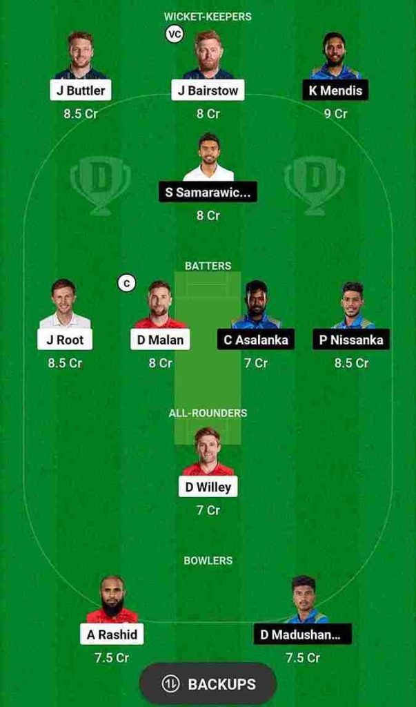 ENG vs SL Dream11 Prediction World Cup 2023 | England vs Sri Lanka Dream11 Team, M Chinnaswamy Stadium Bengaluru Pitch Report