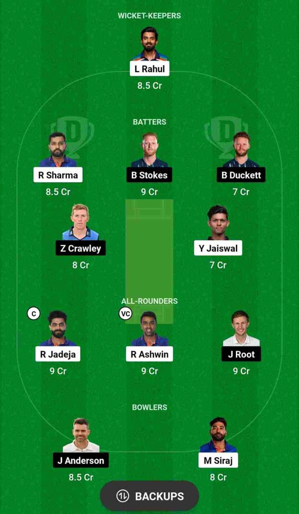 IND vs ENG Dream11 Prediction 1st Test 2024 [C  & VC] | India vs England Rajiv Gandhi International Stadium Pitch Report