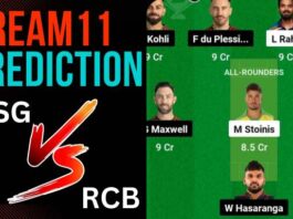 LSG vs RCB Dream11 Prediction