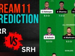 RR vs SRH Dream11 Prediction