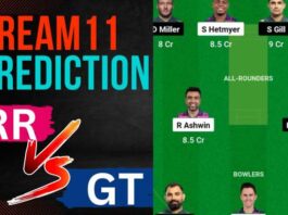 RR vs GT Dream11 Prediction