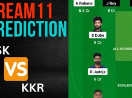 CSK vs KKR Dream11 Prediction Today Match