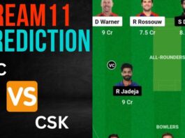 DC vs CSK Dream11 Prediction, Best Team