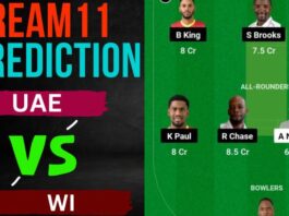 UAE vs WI Dream11 Prediction Today Match