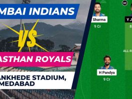 MI vs RR Head to Head, Pitch Report, Dream11 Prediction | Mumbai Indians vs Rajasthan Royals Dream11 Team, Playing XI