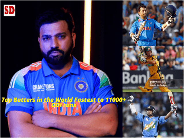 Fastest 11000 ODI runs-min Top 5 Players Fastest to 11000+ ODI Runs ft. Rohit Sharma