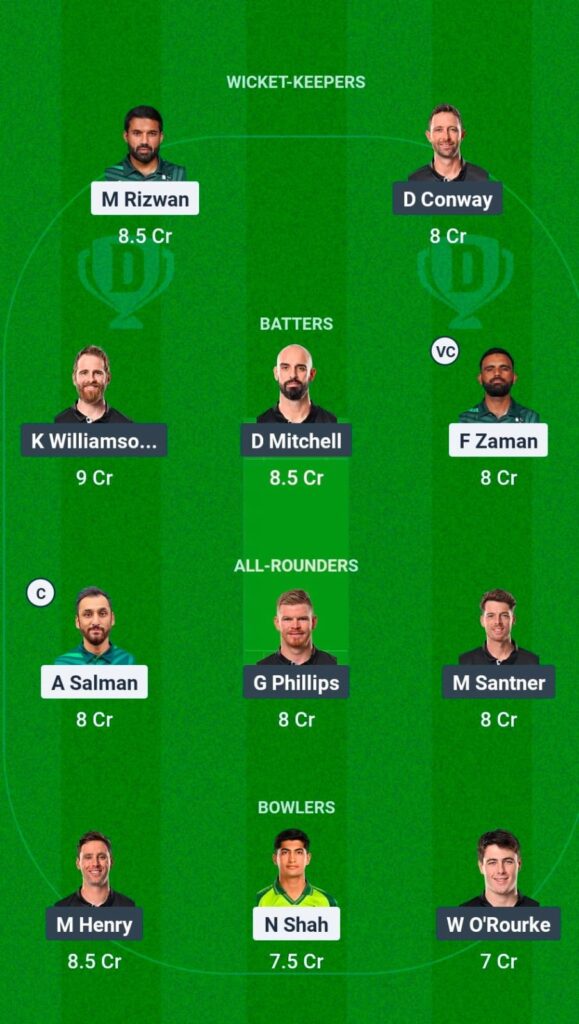 Pakistan vs New Zealand Dream11 Best Probable Team