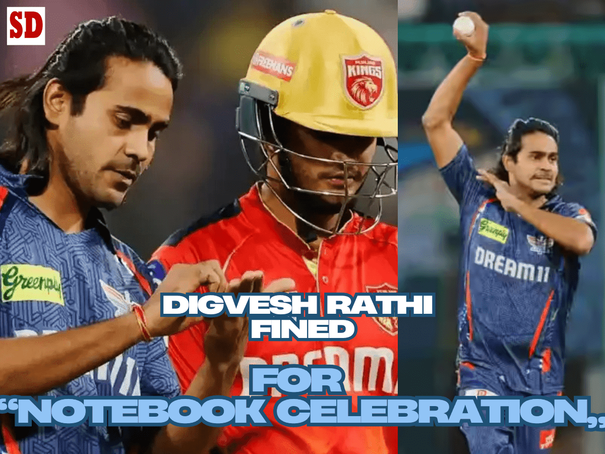 Digvesh Rathi Fined-min Indian newcomer spinner Digvesh Rathi fined for the notebook send-off in LSG vs PBKS IPL 2025 match