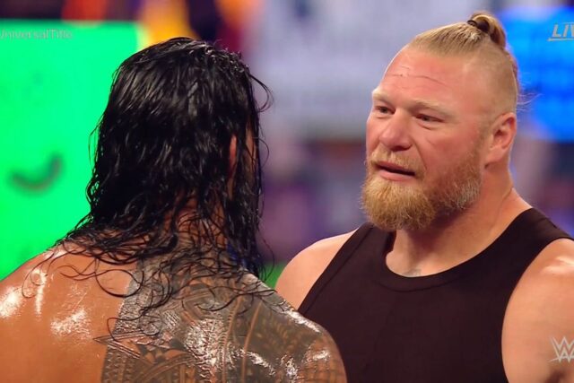 Lesnar confronts Reigns