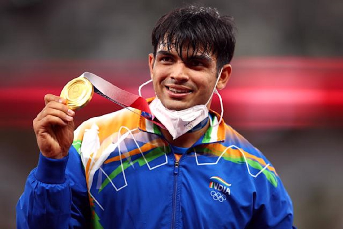 athletics a3 Neeraj with his medal