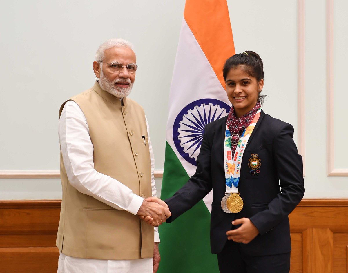 Manu Bhaker with PM