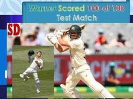 Warner Scored 100 of 100 Test Match