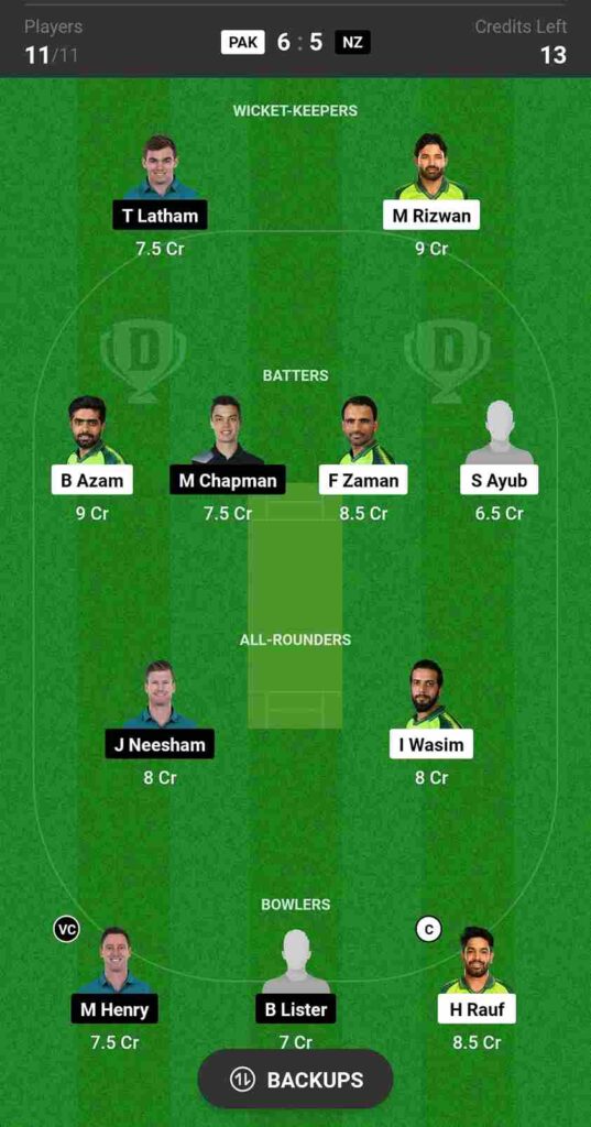 PAK vs NZ Dream11 Prediction