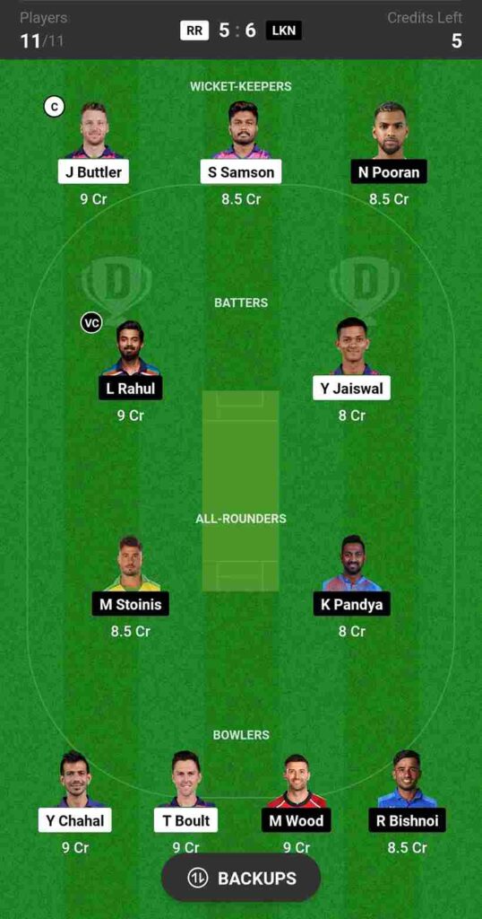 RR vs LSG Dream11 Prediction