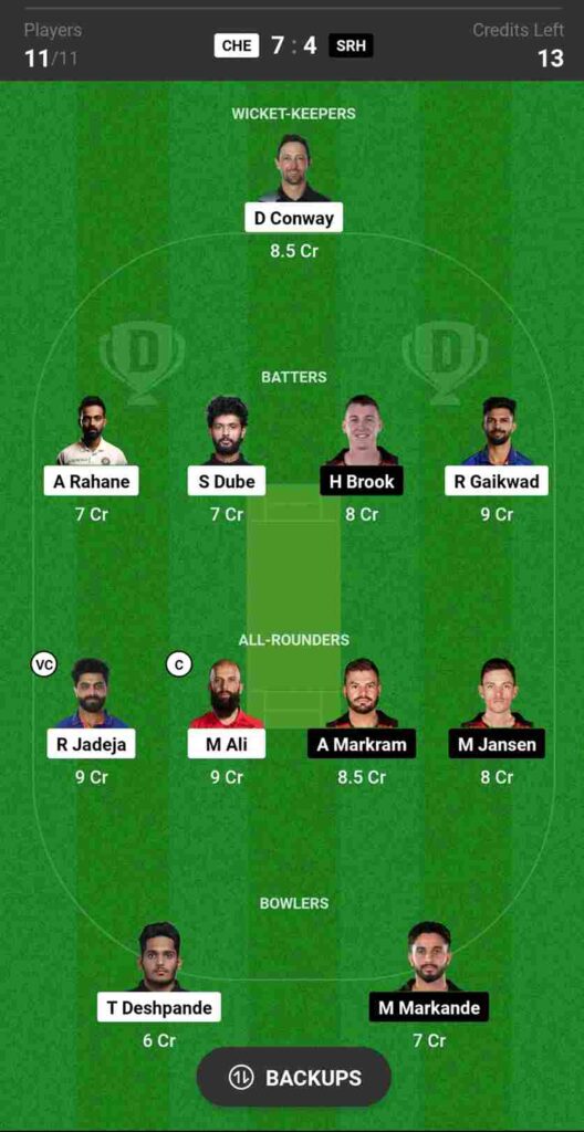 CSK vs SRH Dream11 Prediction