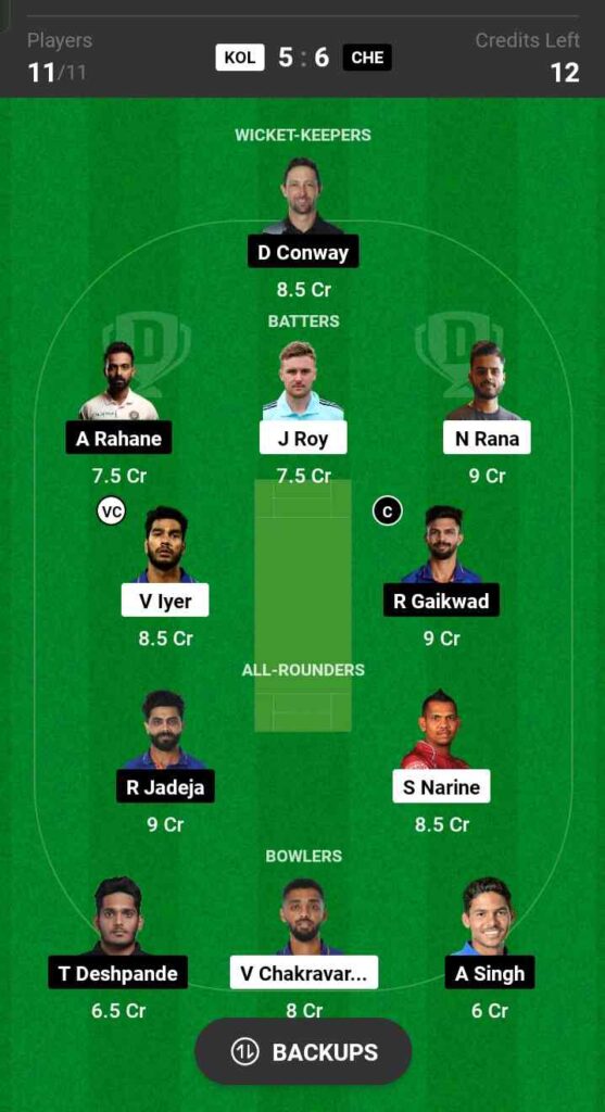 KKR vs CSK Dream11 Prediction