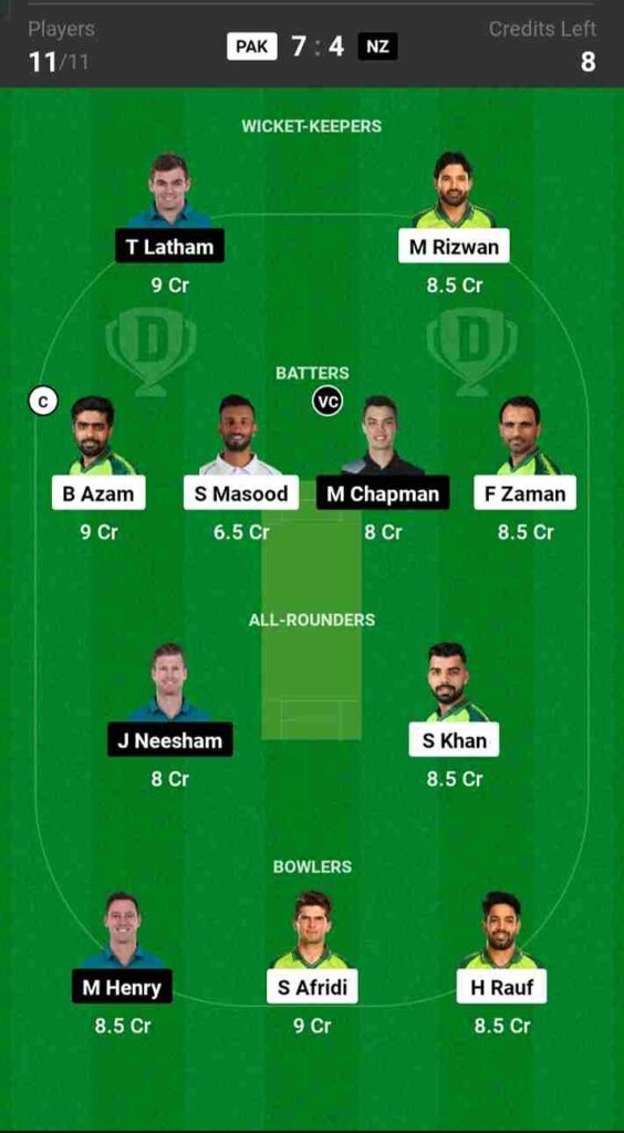 PAK vs NZ Dream11 Prediction