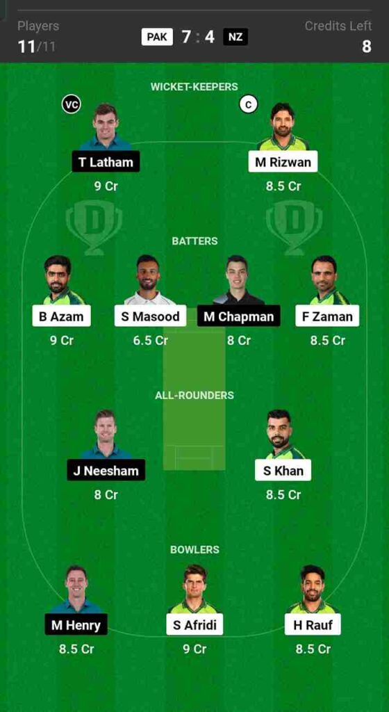 PAK vs NZ Dream11 Prediction