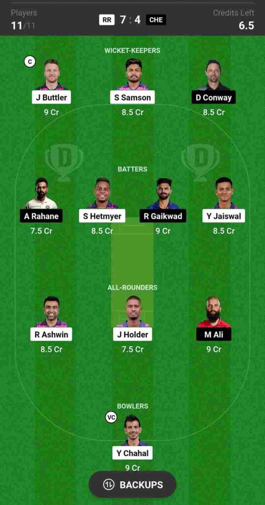 RR vs CSK Dream11 Prediction 