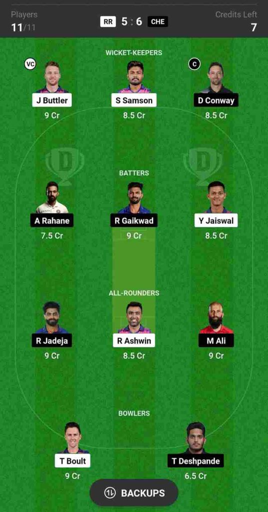 RR vs CSK Dream11 Prediction 