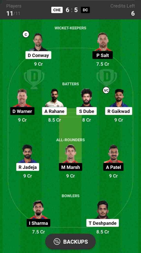 CSK vs DC Dream11 Prediction