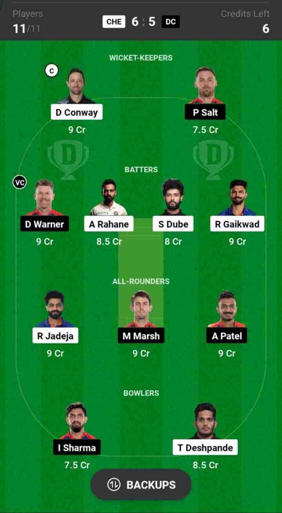 CSK vs DC Dream11 Prediction