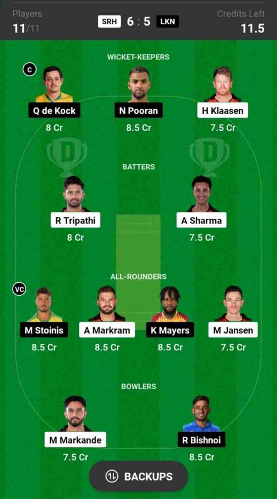 SRH vs LSG Dream11 Prediction, Pitch Report 