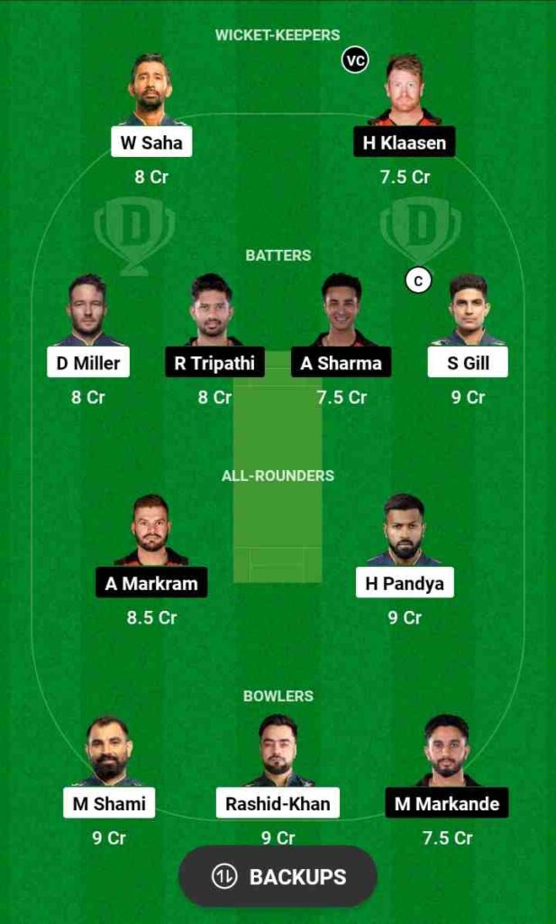 GT vs SRH Dream11 Prediction, Fantasy Team Prediction