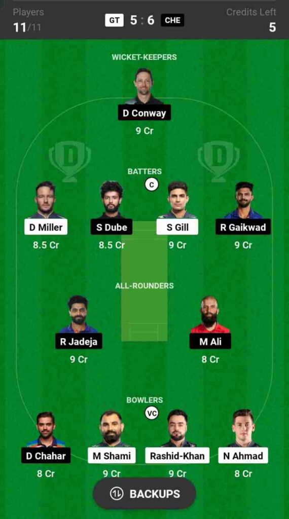 GT vs CSK Dream11 Prediction, Best Team