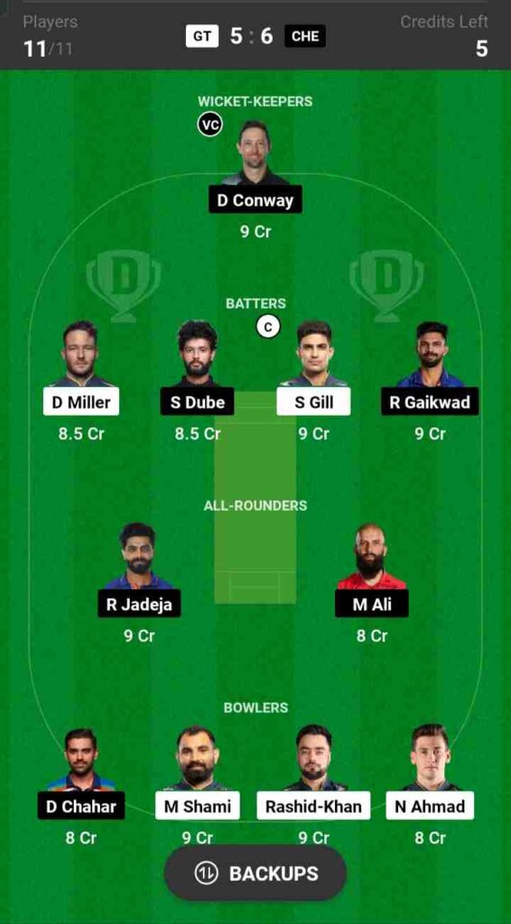 GT vs CSK Dream11 Prediction, Best Team