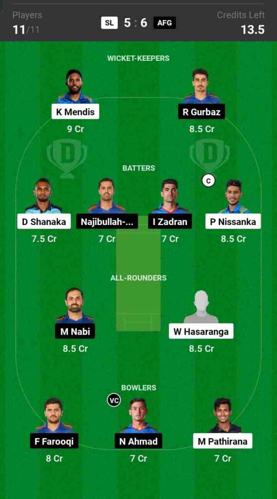 SL vs AFG Dream11 Prediction, Best Picks