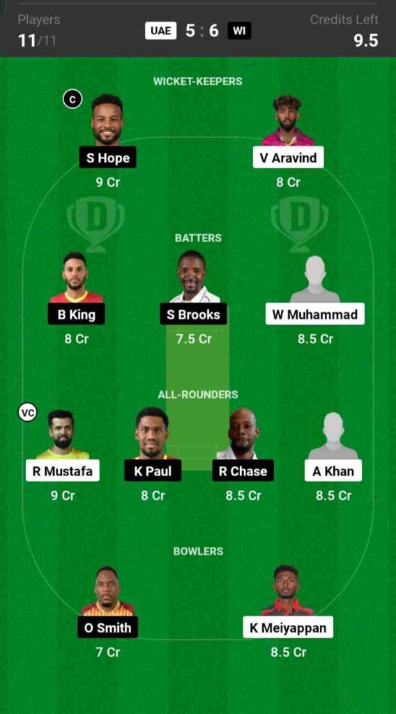 UAE vs WI Dream11 Prediction, Best Picks