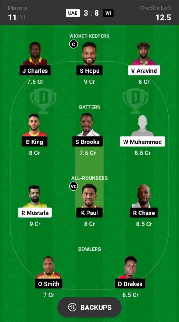 UAE vs WI Dream11 Prediction 2nd ODI, Best Picks