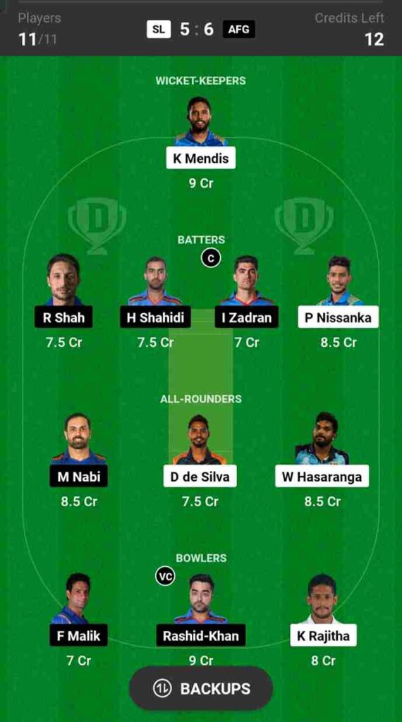 SL vs AFG Dream11 Prediction Today Match