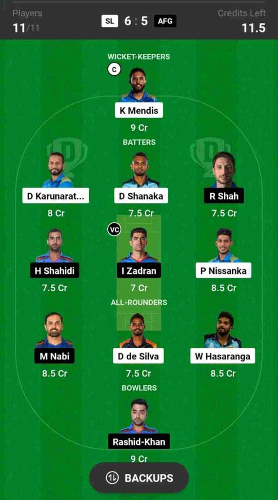 SL vs AFG Dream11 Prediction Today Match