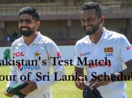 Pakistan Test Match tour of Sri Lanka Schedule