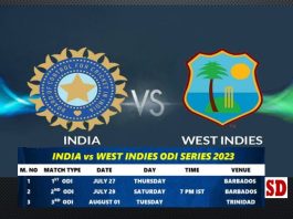 WI vs IND ODI Schedule