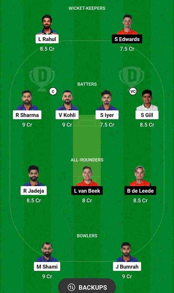 IND vs NED Dream11 Prediction World Cup 2023 | India vs Netherlands Dream11 Team, M. Chinnaswamy Stadium Bengaluru Pitch Report