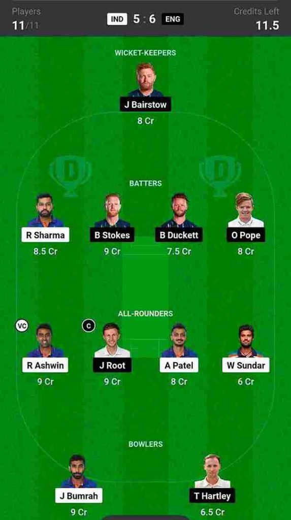 IND vs ENG Dream11 Prediction 2nd Test 2024 [C & VC] | India vs England ACA-VDCA International Cricket Stadium Pitch Report: On 2 February 2024, India will take on England in the 2nd Test match of the series at ACA-VDCA International Cricket Stadium Visakhapatnam. England won the first test match against India by 28 runs at Rajiv Gandhi International Cricket Stadium, Hyderabad. Ollie Pope played a legendary innings of 196 runs in 1st Test against India. Team India will try to level the series after losing a historic test match against England.